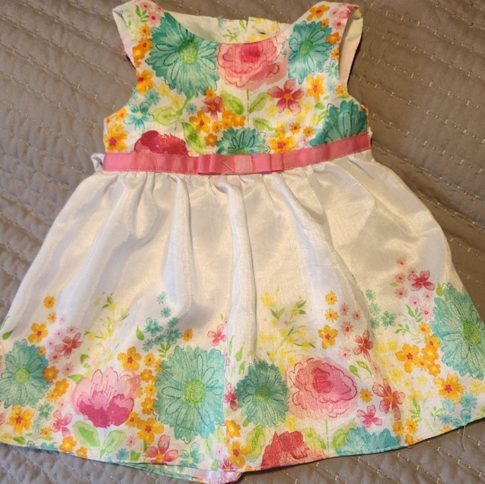 Floral Baby Dress with Pink Bow